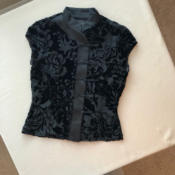 Xscape Tops - XScape Black Burnout Velvet Evening Top 6